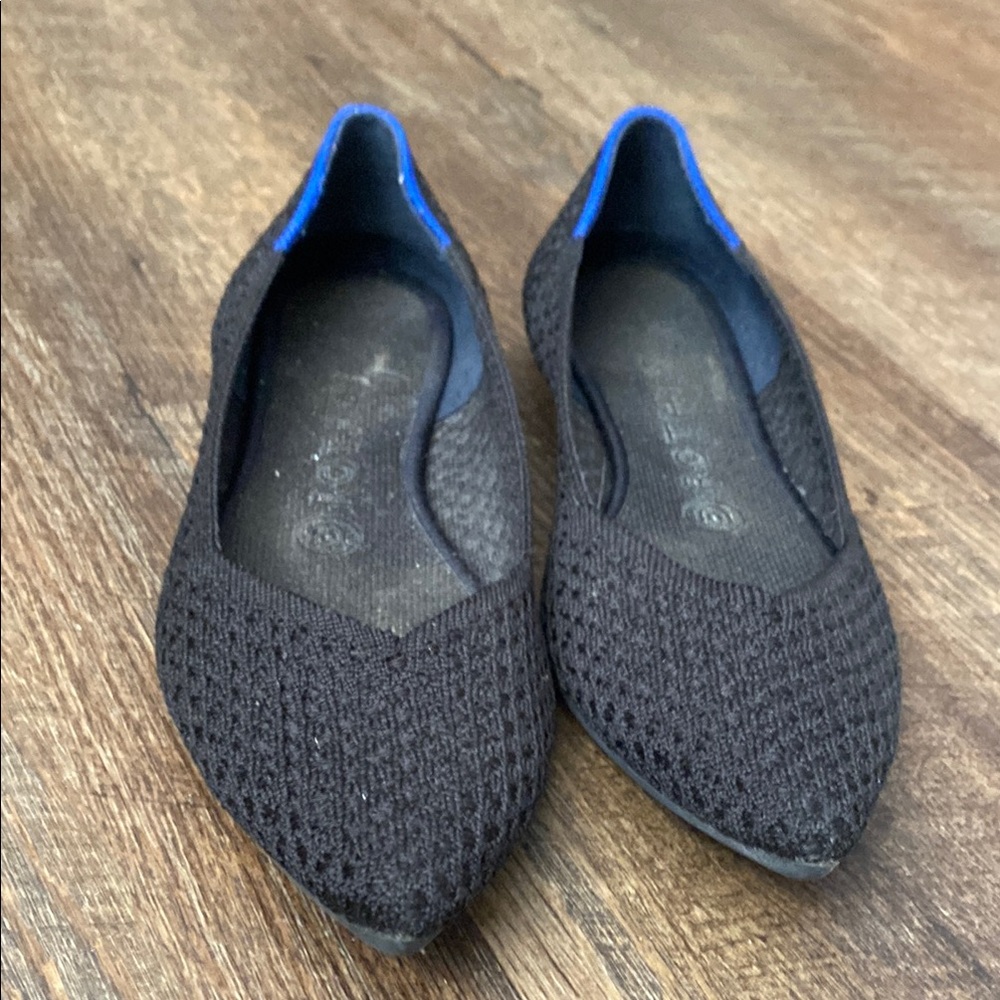 Rothy's Black and Blue Flats and Loafers with Textured Design and Pointed Toe